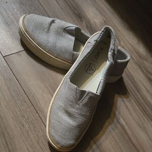 Toms Knit Slip-On Shoes in Light Gray and Cream